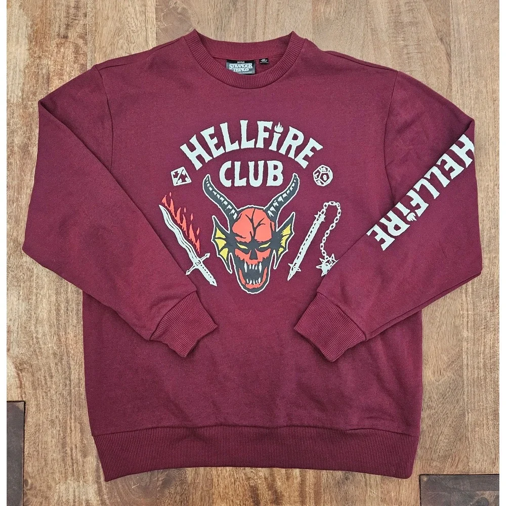 Stranger Things Hellfire Club Sweatshirt Adult Maroon Medium Pullover